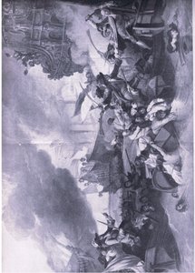La batalla de La Hogue, 23-24 de mayo de 1692: Destrucción de la flota francesa, ilustración de British Battles on Land and Sea, 1915 de George the Elder Chambers