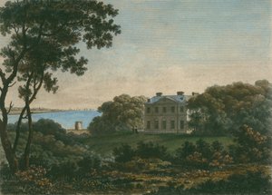 Casa de Andrew Robert Drummond, parque Cadland, Hampshire, grabado por William Watts