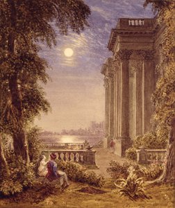 Amantes a la luz de la luna, 1831 de George the Younger Barret