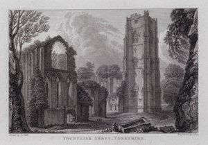 Abadía de Fountains, Yorkshire (grabado) de George the Younger Cuitt