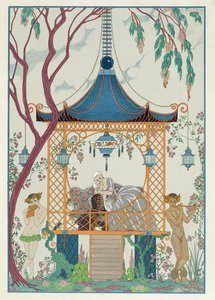 Ilustración para "Fetes Galantes" de Paul Verlaine (1844-96) publicada en 1928 (impresión en pochoir) de Georges (after) Barbier