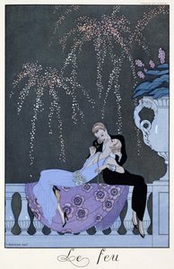 El fuego, ilustración para "Fetes Galantes" de Paul Verlaine (1844-96) 1924 (impresión en pochoir)