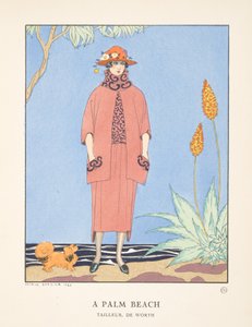 Una playa de palmeras, de una colección de platos de moda de Georges Barbier