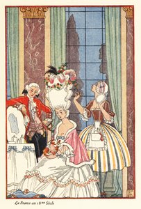 Una mujer noble en su aseo en la Francia del siglo XVIII. 1928 (impresión) de Georges Barbier