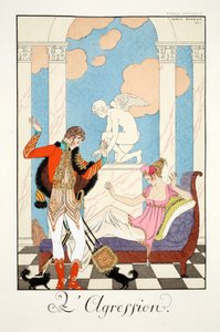 Agresión, de "Falbalas & Fanfreluches, Almanach des Modes Présentes, Passes et Futures". de Georges Barbier
