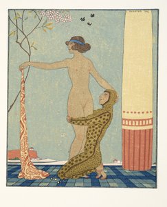 Bilitis, ilustración de Les Chansons de Bilitis, de Pierre Louys, pub. 1922 (impresión en plantilla) de Georges Barbier