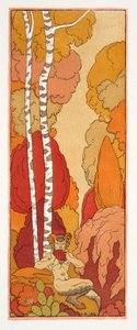Chant Pastoral, ilustración de Les Chansons de Bilitis, de Pierre Louys, pub. 1922 (impresión en plantilla)