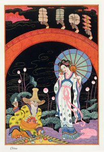 China, de "El arte del perfume", pub. 1912 (impresión en pochoir) de Georges Barbier