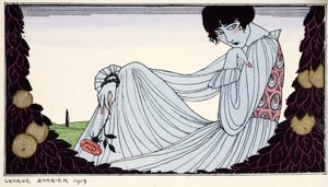 Contemplación 1919 (impresión en stencil) de Georges Barbier