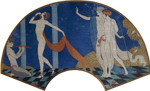 Figuras que bailan en una terraza de Georges Barbier