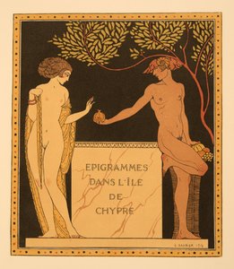 Epigramas en la isla de Chipre, ilustración de Les Chansons de Bilitis, de Pierre Louys, pub. 1922 (impresión en plantilla) de Georges Barbier