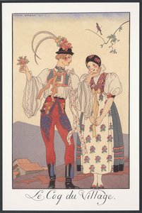 Falbalas et Fanfreluches, Almanaque de 1922, Le coq du village, de George Barbier, impresión de Georges Barbier