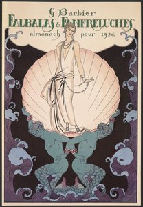 Falbalas et Fanfreluches, Almanaque para 1924, portada, por George Barbier, impresión de Georges Barbier