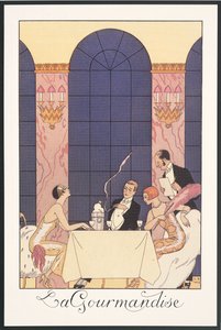 Falbalas et Fanfreluches, Almanaque de 1925: "La gourmandise", de George Barbier, impresión de Georges Barbier