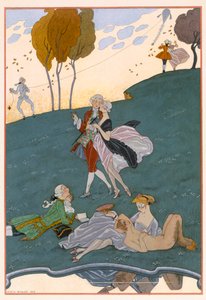 Fetes Galantes, ilustración para "Fetes Galantes" de Paul Verlaine (1844-96) de Georges Barbier