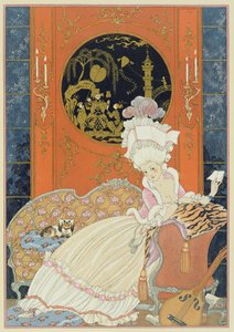 Ilustración para "Fetes Galantes" de Paul Verlaine (1844-96) 1928 (impresión en pochoir) de Georges Barbier