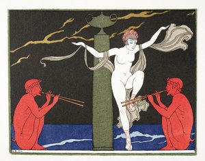 Ilustración de Les Chansons de Bilitis, de Pierre Louys, pub. 1922 (impresión en pochoir) de Georges Barbier