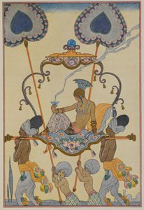 India. Un personaje llevado en una litera. de Georges Barbier