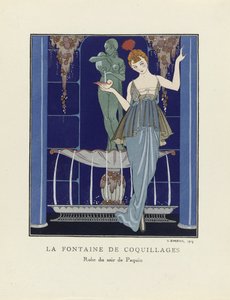 La fuente de las conchas, pub. 1914 (impresión en plantilla) de Georges Barbier