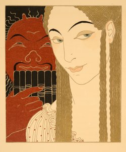 La Lettre, ilustración de Les Chansons de Bilitis, de Pierre Louys, pub. 1922 (impresión en plantilla) de Georges Barbier