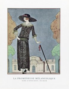 El caminante melancólico, pub. 1922 (impresión en plantilla) de Georges Barbier