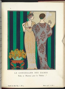 "Le Conseiller des Dames - Vestido y abrigo para el teatro". de Georges Barbier