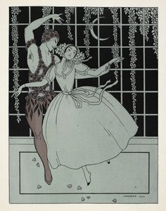 "Le Spectre de la Rose". La imagen toma su nombre del ballet de los Ballets Rusos basado en un poema de Théophile Gautier. Los bailarines de la representación original eran Vaslav Nijinsky como la Rosa y Tamara Karsavina como la Niña, y se les puede ver ba de Georges Barbier
