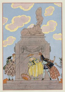 Mandolina, ilustración para "Fetes Galantes" de Paul Verlaine (1844-96) 1928 (impresión en pochoir) de Georges Barbier