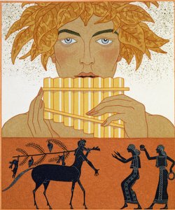 Pan Piper, ilustración de "Les Mythes" de Paul Valery (1871-1945) publicada en 1923 (impresión en pochoir)