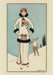 Pour St.Moritz, Plato de "Costumes Parisiens de Georges Barbier
