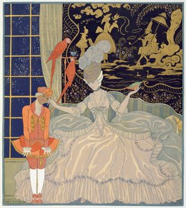 Castigar la página (litografía en color) de Georges Barbier