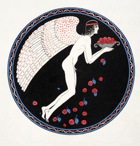 Rosas en la noche, ilustración de Les Chansons de Bilitis, de Pierre Louys, pub. 1922 (impresión en plantilla)