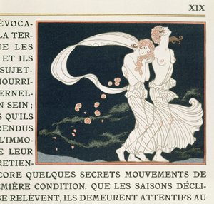 Dos chicas vestidas a la griega, ilustración de "Les Mythes" de Paul Valery (1871-1945) publicada en 1923 (impresión en pochoir) de Georges Barbier