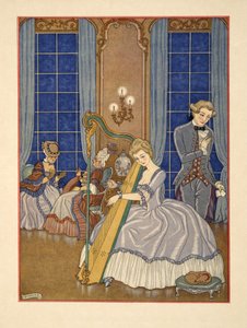 Valmont seduciendo a su víctima, ilustración de "Les Liaisons Dangereuses" de Pierre Chodlerlos de Laclos (1741-1803) pub. 1934 (impresión en pochoir) de Georges Barbier