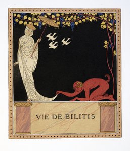 Vie de Bilitis, ilustración de Les Chansons de Bilitis, de Pierre Louys, pub. 1922 (impresión en plantilla) de Georges Barbier