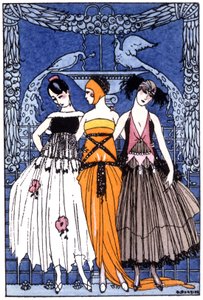 las tres Gracias, c. 1920 (grabado) de Georges Barbier