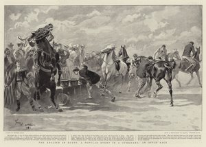 Los ingleses en Egipto, un evento popular en un Gymkhana, una carrera de manzanas de Georges Bertin Scott