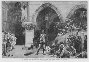 Soldados franceses acampados fuera del Palacio Ducal en Venecia, Guerras Revolucionarias Francesas