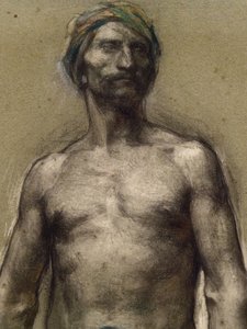 Estudio de hombre desnudo al turbante (detalle) (hacia 1888). George Desvallieres (1861-1950). Pastel sobre barra de papel laminado sobre papel cartón. Museo de Bellas Artes de la Ciudad de París, PeuPalais.