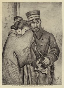 Partida a la guerra, un soldado japonés despidiéndose de su familia de Georges Ferdinand Bigot