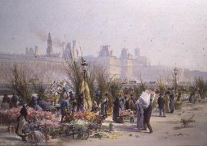 Mercado de flores junto al Sena de Georges Fraipont