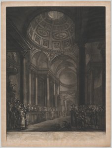 Vista del interior de St. Stephens Walbrook, hecho a partir del dibujo en su Majestad..., ca. 1767. de Georges François Blondel