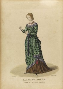 Laure de Sade - Laura de Noves (1310-1348) - Gatine, Georges Jacques (1773-1831) - Finales del siglo XVIII - Aguafuerte, acuarela - Colección privada de Georges Jacques Gatine