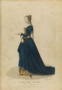Laure de Sade - Laura de Noves (1310-1348) - Gatine, Georges Jacques (1773-1831) - Finales del siglo XVIII - Aguafuerte, acuarela - Colección privada de Georges Jacques Gatine