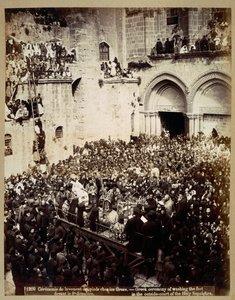Ceremonia del lavado de pies, Iglesia del Santo Sepulcro, Jerusalén de Georges Jeannin