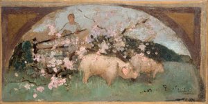 Boceto para el comedor del Hôtel de Ville de París: La viande de porc de Georges Jules Bertrand