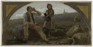 Boceto para el comedor del Hôtel de Ville de París: La pomme de terre, hacia 1893 (óleo sobre lienzo) de Georges Jules Bertrand