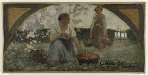 Boceto para el comedor del Hôtel de Ville de París: Les fraises, hacia 1893 (óleo sobre lienzo) de Georges Jules Bertrand