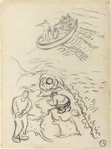 Estudio para "Los pescadores" con hombres vaciando las redes (Etude pour "Les Pêcheurs" et hommes vidant des raies)