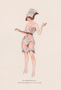 Mujer vestida con cupones de racionamiento